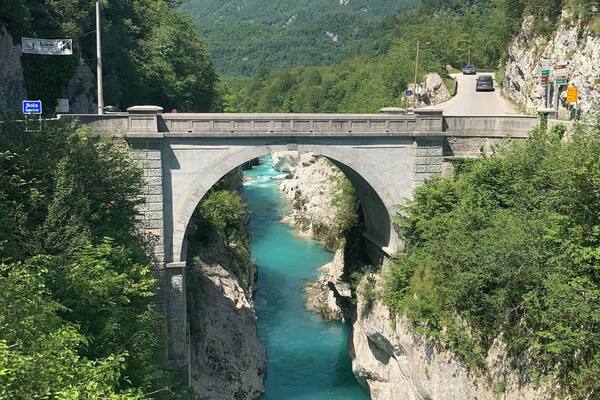 Napoleon Bridge Kobarid Slovenia. Yes, that’s the color of the water!