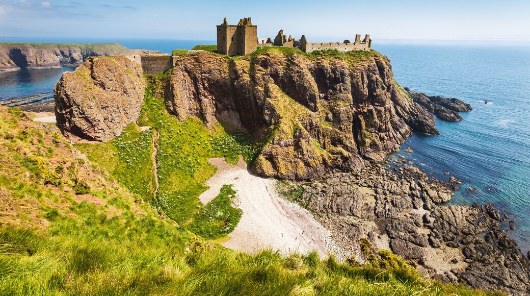 Dunnottar Castle with clear sky in Stonehaven, Aberdeen, Scotland