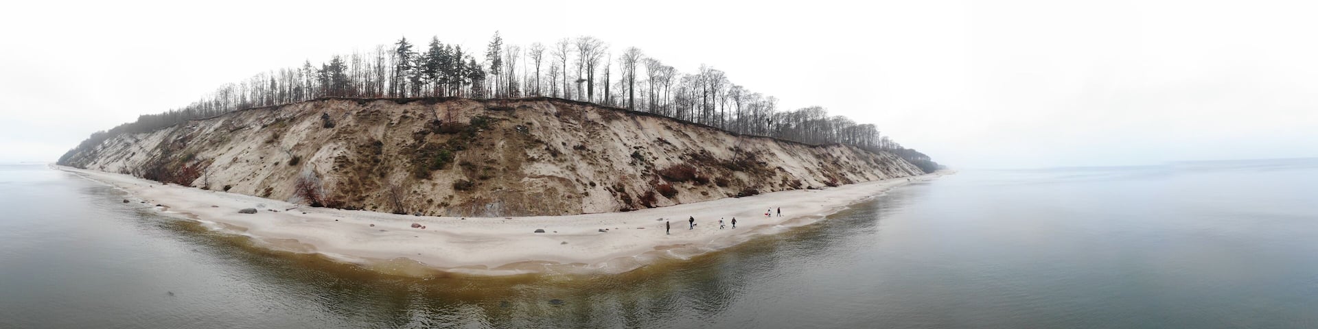 Aerial view of coastal line, steep cliff, Ueckeritz, Bansin