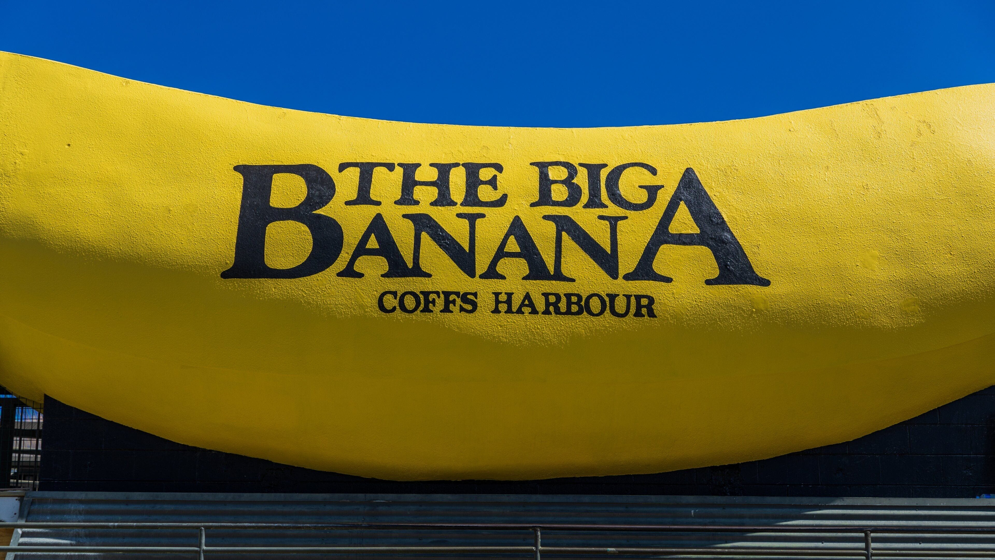 Big Banana Fun Park showing rides and signage