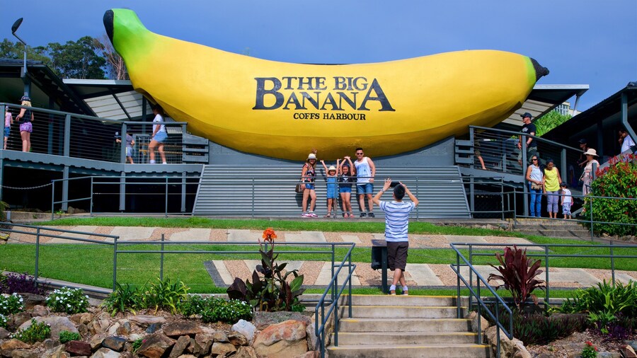 Big Banana Coffs Harbour ofreciendo arte al aire libre y también una familia