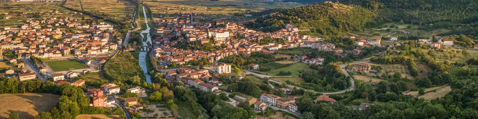 Aerial view of trees in Polla, Parco Nazionale del Cilento, Campania, Italy.