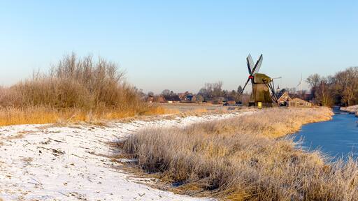 Windmill near Sande at cold winter morning