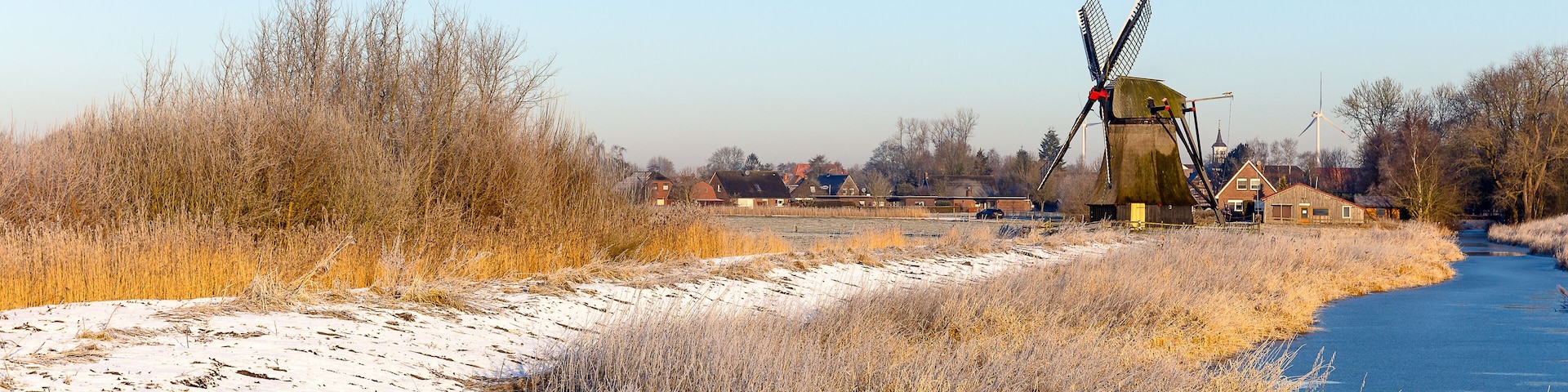 Windmill near Sande at cold winter morning