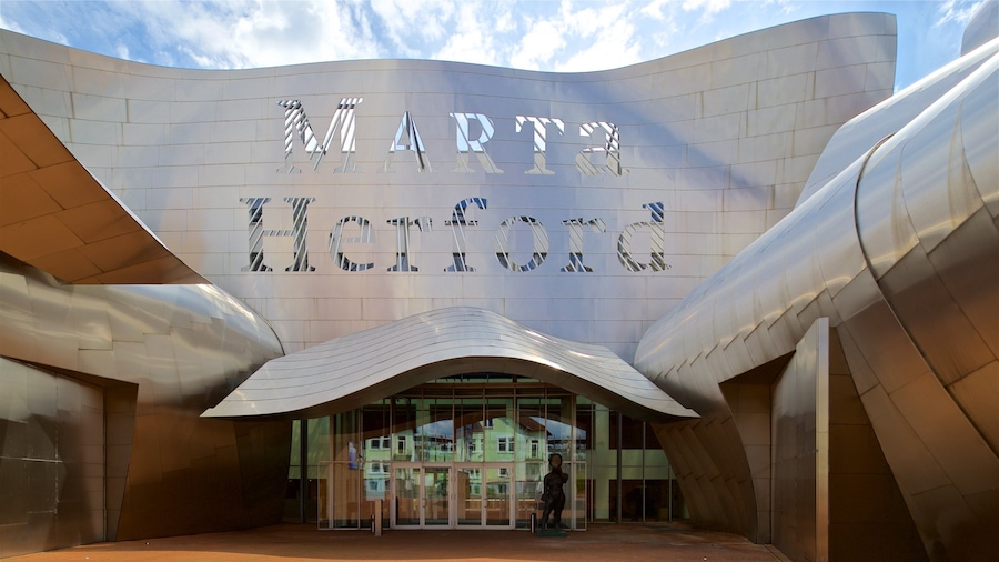 Marta Herford Museum which includes modern architecture and signage