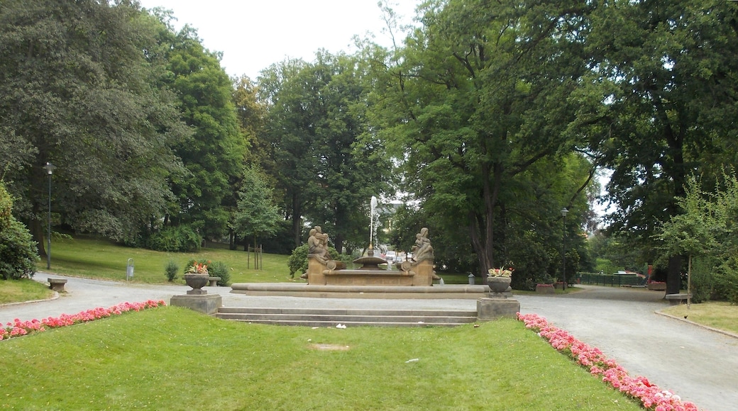 Bismarckhain, a park in Crimmitschau (Zwickau district, Saxony), with Wettin Fountain