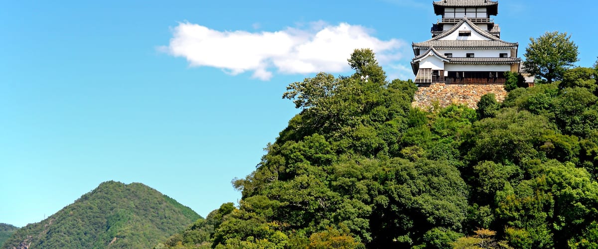 Inuyama castle under the blue sky in Inuyama city, Japan; Shutterstock ID 555947974