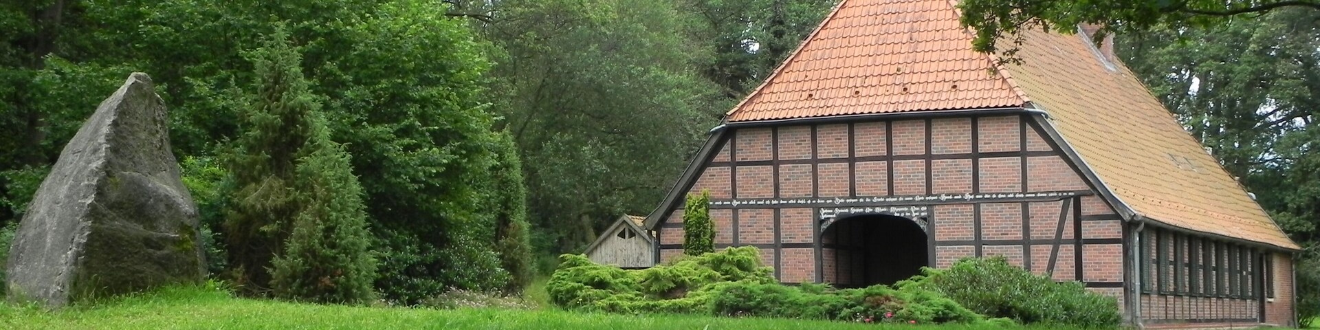 Ehemaliges Bauernhaus von 1844 in Lopau, Lüneburger Heide, Germany.