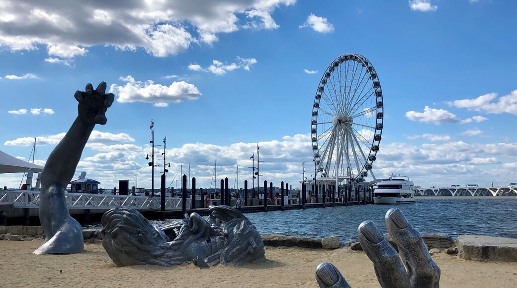 Interesting sculpture with the Capital Wheel in the background.