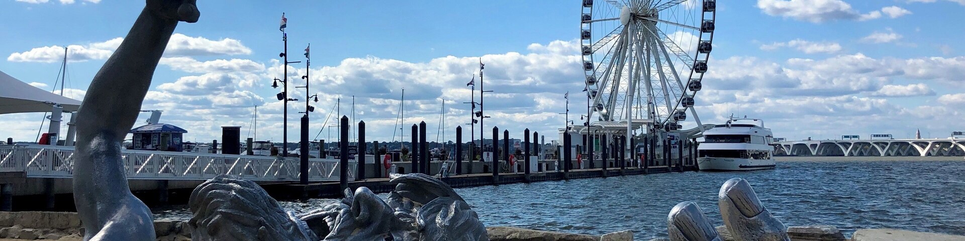 Interesting sculpture with the Capital Wheel in the background.