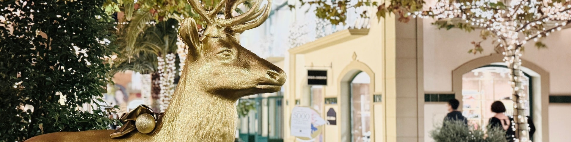 Shopping street with christmas lights.