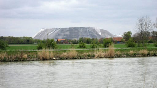 Mittellandkanal. Potassium mine-waste dump near Bokeloh - Wunstorf, Germany