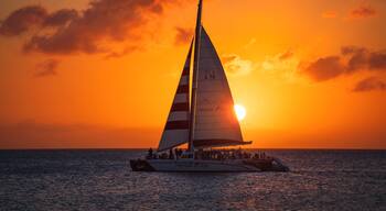 Watching the sailing boats glide across the water backlit by the setting sun at this rather low-key place on Aruba is an awesome way to end the day.