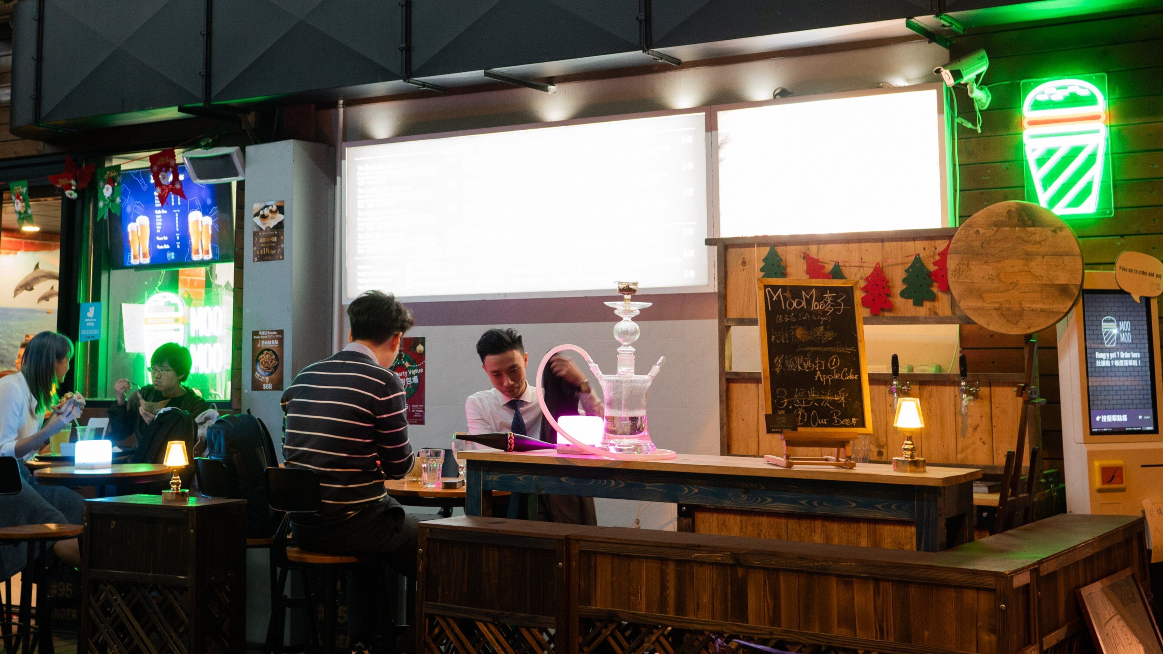 Kwun Tong showing night scenes as well as an individual male