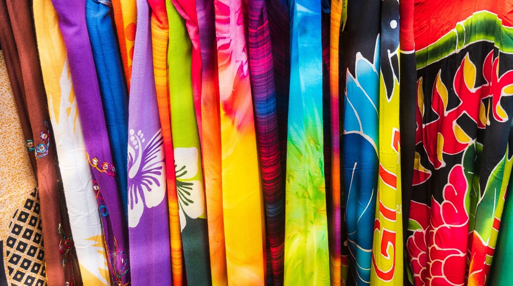 Vibrant coloured textiles at the Cloth market at Pointe-a-Pitre, Guadeloupe, French West Indies; Pointe-A-Pitre, Guadeloupe, France