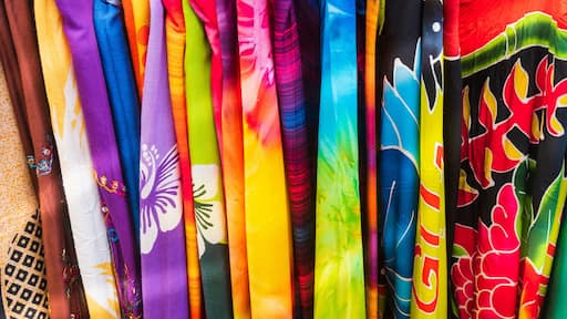 Vibrant coloured textiles at the Cloth market at Pointe-a-Pitre, Guadeloupe, French West Indies; Pointe-A-Pitre, Guadeloupe, France
