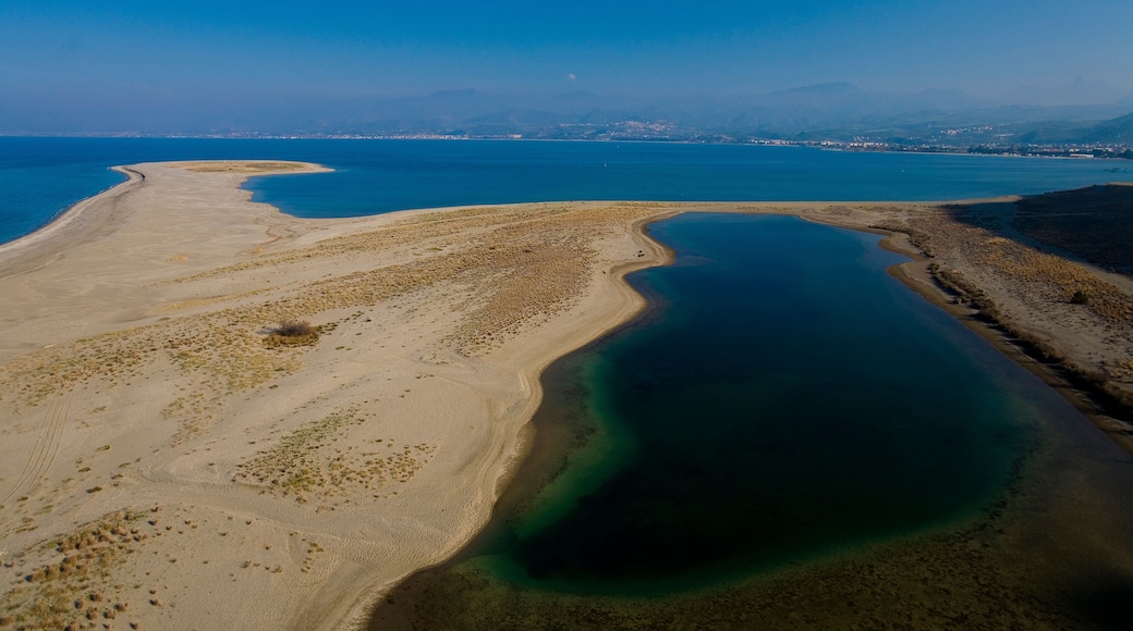 aerial view of Maranello lake of Oliveri, Sicily