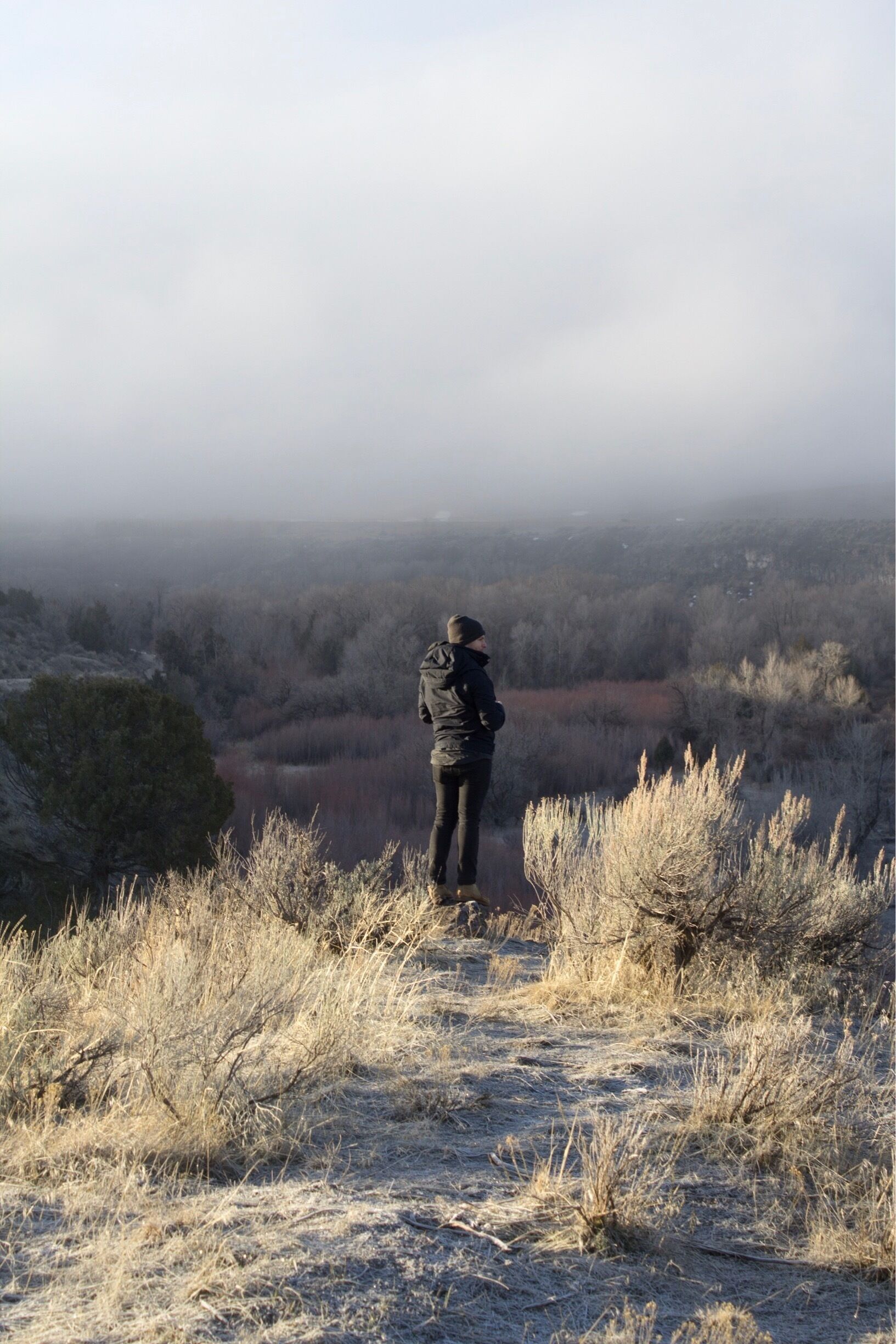 At a campground a little ways down the road from Kelly's. Pretty nice spot, the fog made for a pretty cool view
