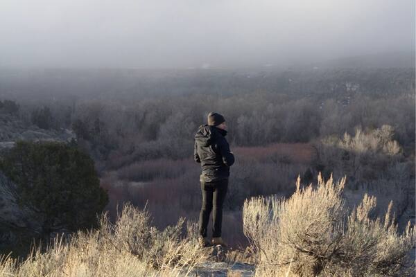 At a campground a little ways down the road from Kelly's. Pretty nice spot, the fog made for a pretty cool view