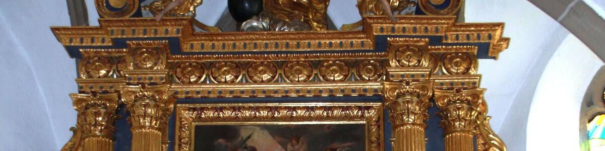 St. Ursula in Buchholz: Hochaltar; Altarbild der Hl. Ursula von Stephan Kessler, 1665