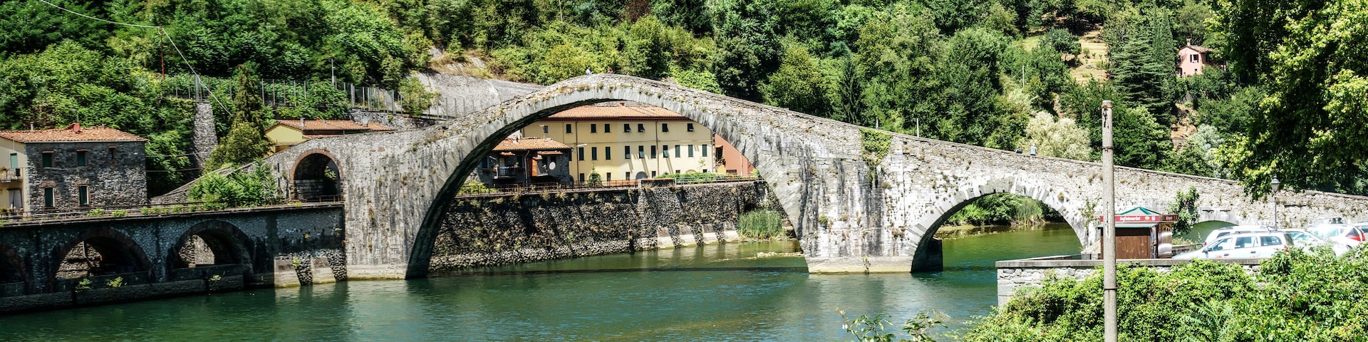 Ponte della Maddalena, "Devil's Bridge" in Borgo a Mozzano, province of Lucca, Tuscany