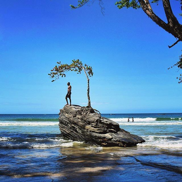 If ever there was a zen beach, this is it.  No crowds, clean water and mysterious caves make it a unique place. #blue More at:
http://www.travelblissnow.com/las-cuevas-beach-trinidad/