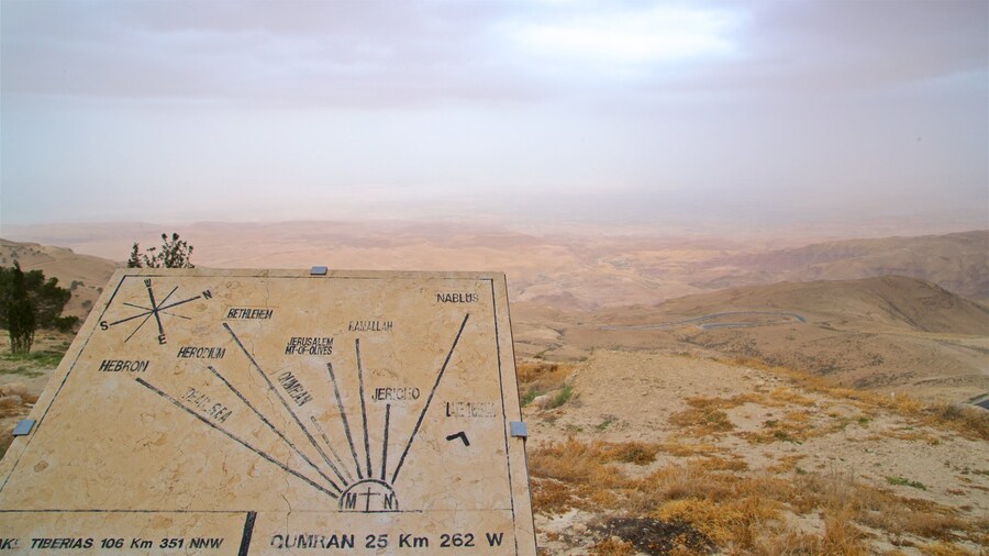 Mount Nebo which includes signage, desert views and landscape views