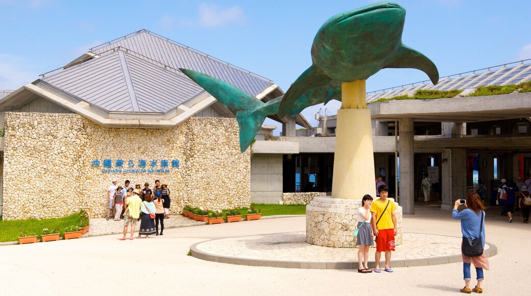 Okinawa Churaumi Aquarium which includes outdoor art and marine life