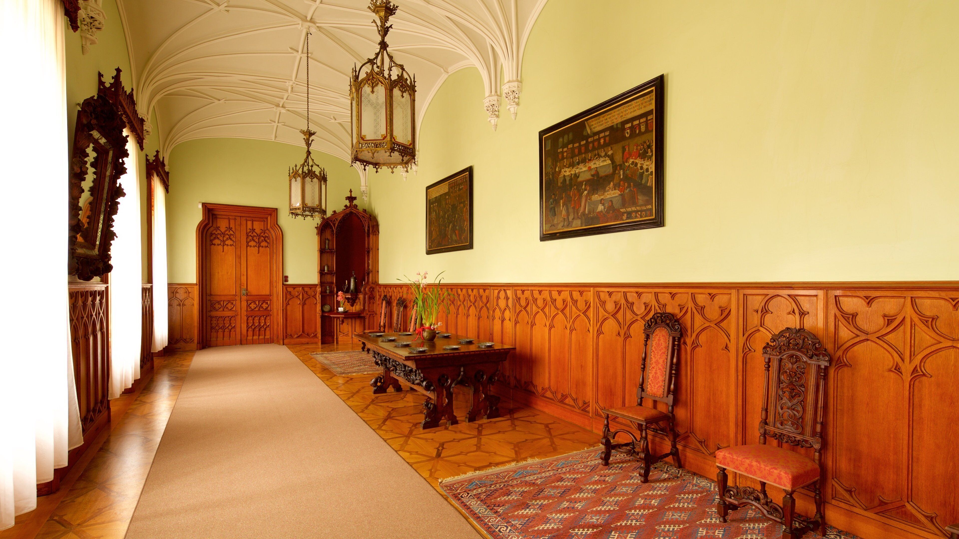 Lednice Liechtenstein Castle which includes a castle and interior views