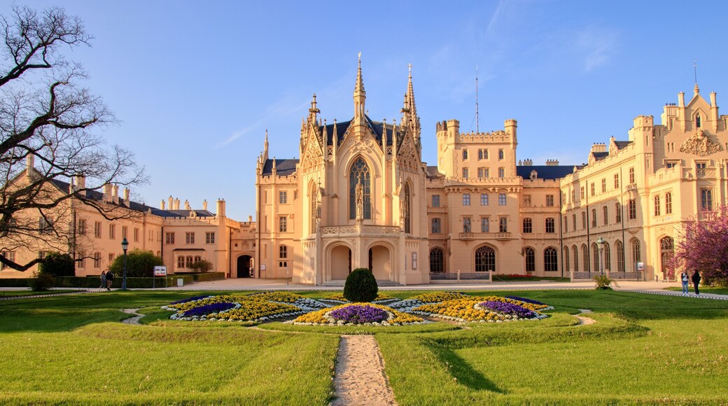The famous castle during sunset at Lednice, Czech republic