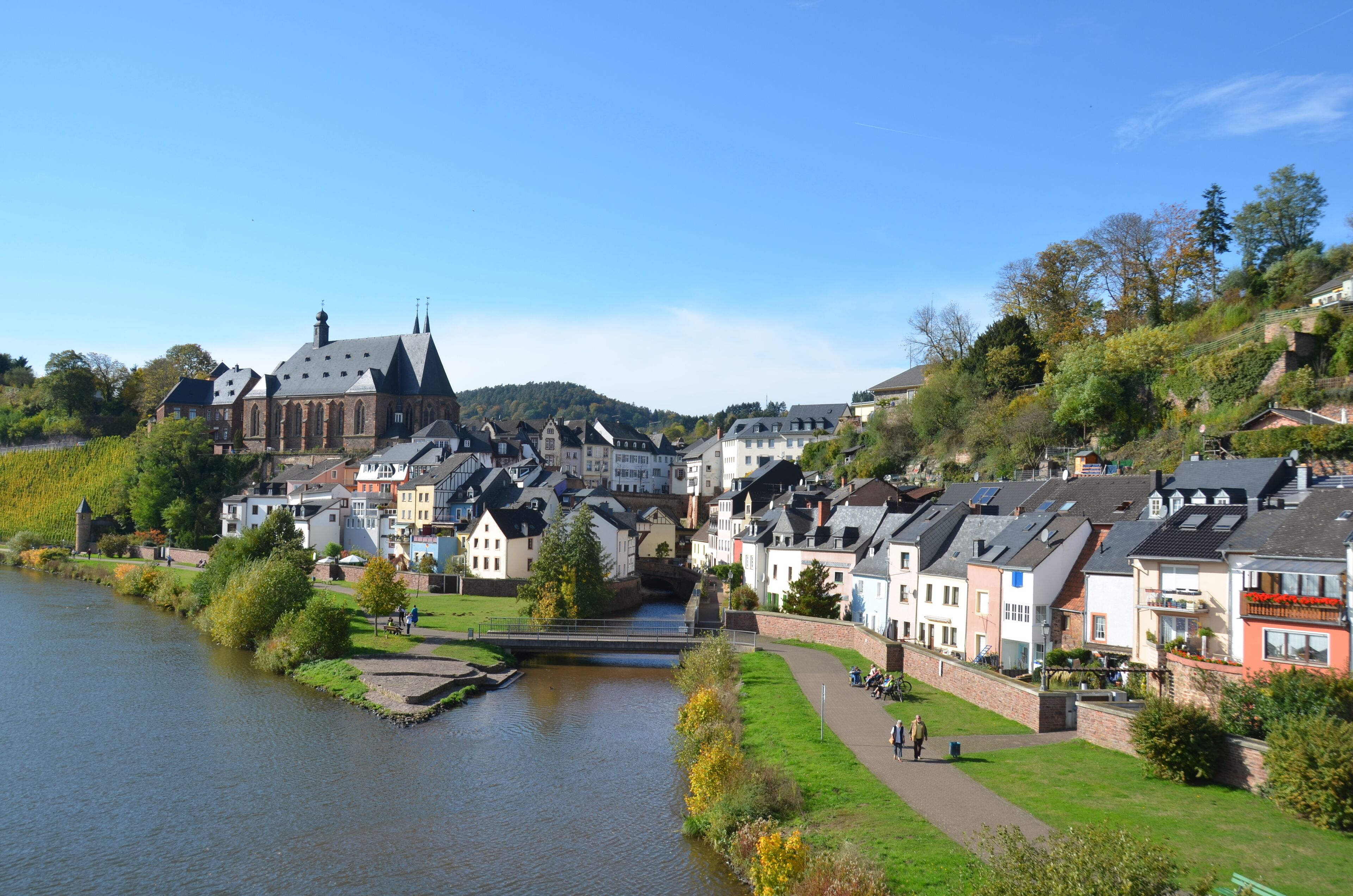 Touristic Saarburg and the Saarriver at a lovely sunny autumnday in 2012