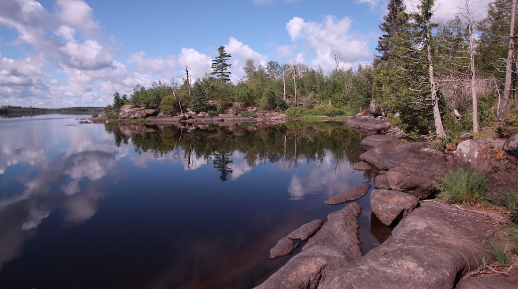 reflection of trees in Isabella lake in the Boundary Waters Canoe area Minnisota
