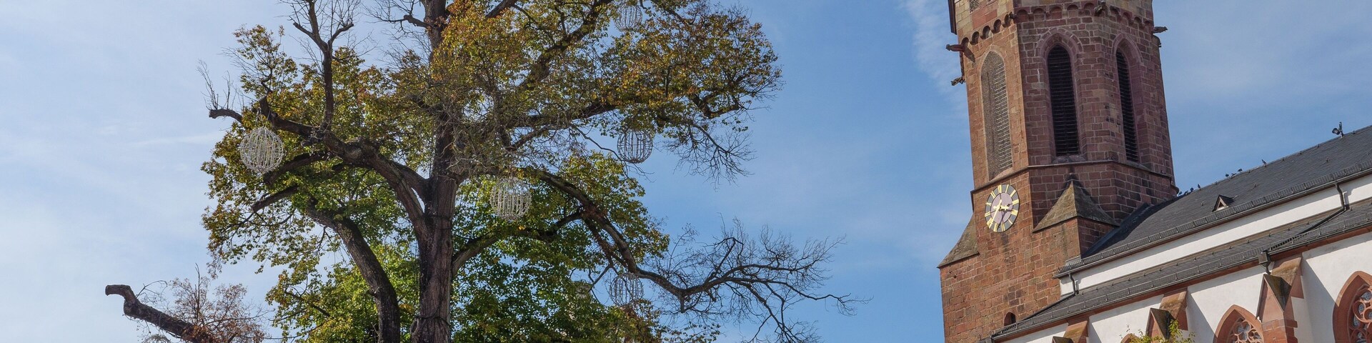 St. Georgskirche church against the blue sky in Kandel, Germany