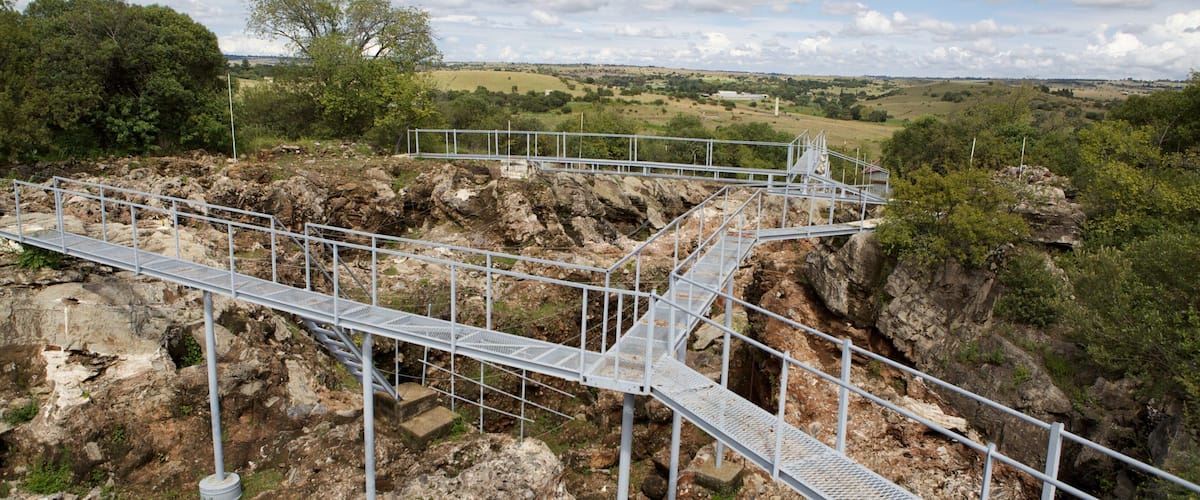 Sterkfontein Caves featuring views and a bridge