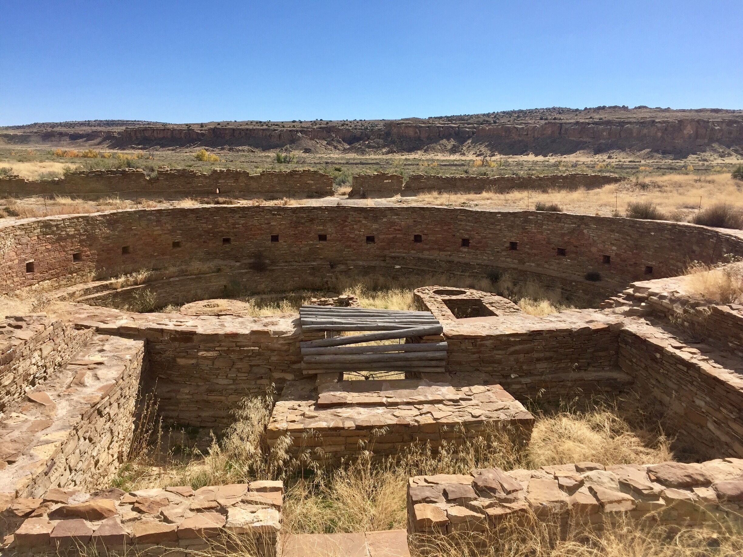 One of the many Kivas here at Chaco. They are built underground and would have been covered. The ancient Puebloans believed that all life began underground and Kivas are the holiest of religious sites in their communities. #InStone