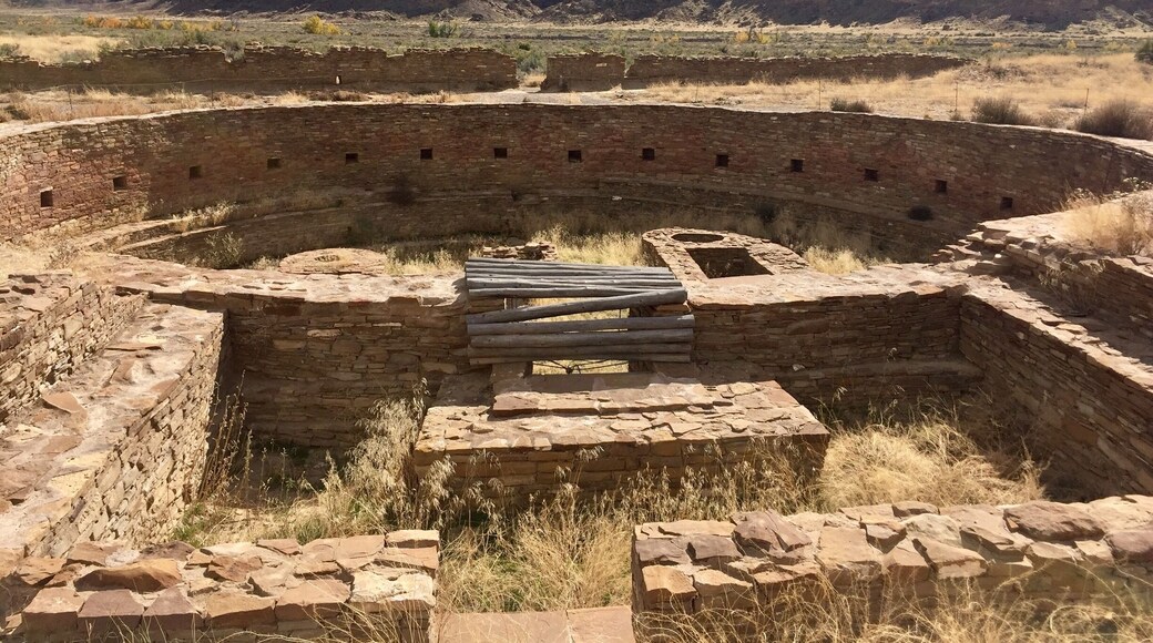 One of the many Kivas here at Chaco. They are built underground and would have been covered. The ancient Puebloans believed that all life began underground and Kivas are the holiest of religious sites in their communities. #InStone