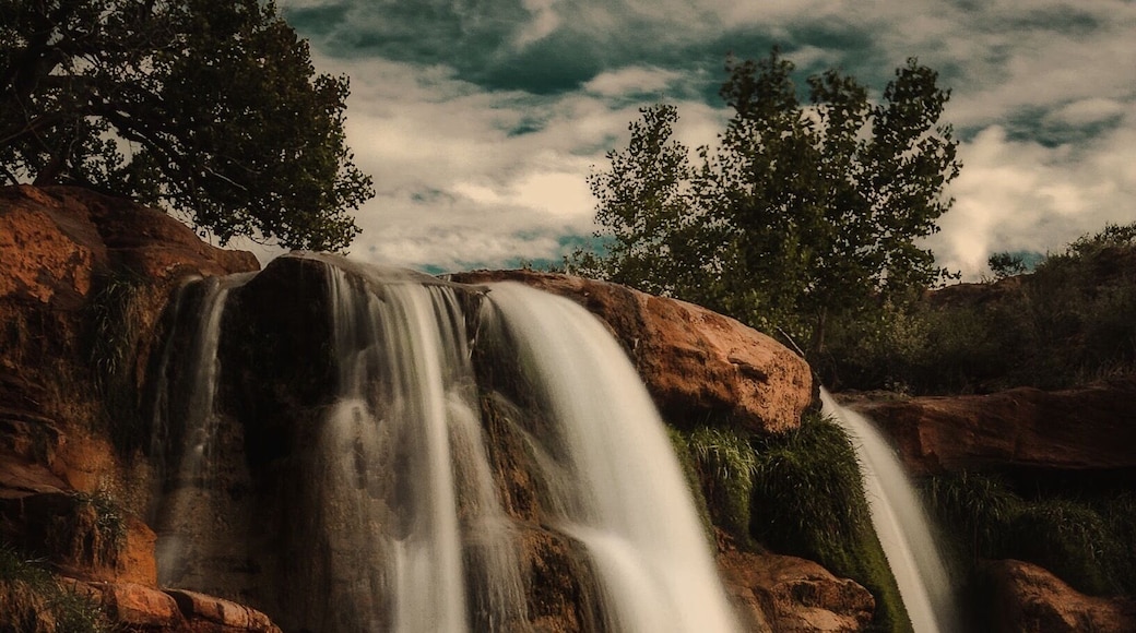 About a 45 min hike up Ruidoso River you find These beautiful waterfalls