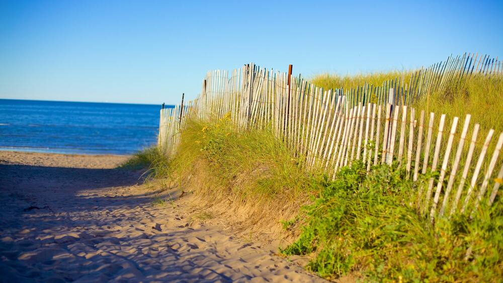 Parlee Beach Provincial Park mit einem allgemeine Küstenansicht und Sandstrand