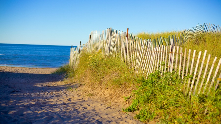 Parlee Beach Provincial Park featuring a beach and general coastal views