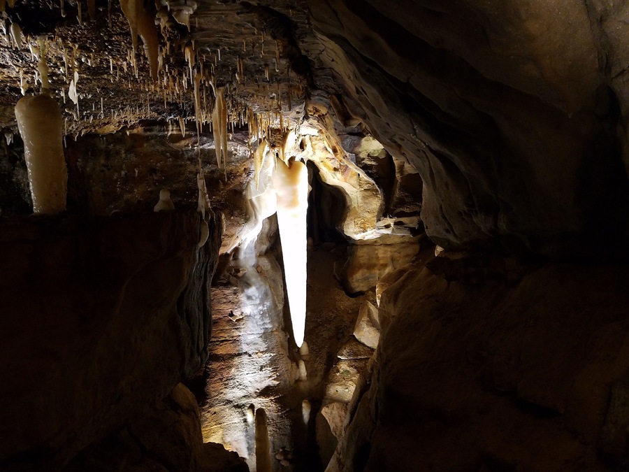 The Crystal King. The largest stalactite in Ohio. 4.5 ft. in length, an estimated 400 lbs. and 200,000 years old.