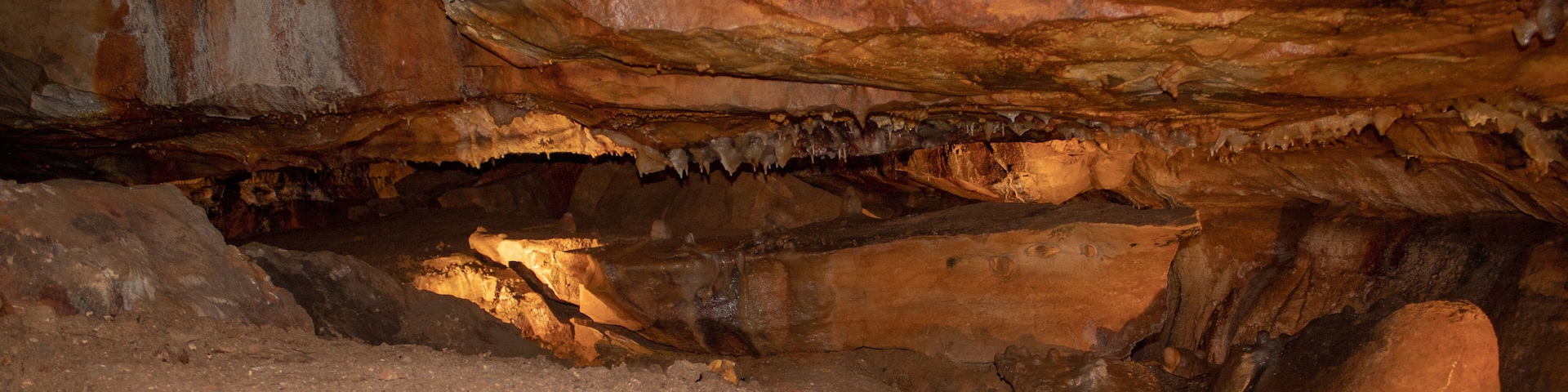 View inside the crevices in the Ohio Caverns in West Liberty, Ohio USA.