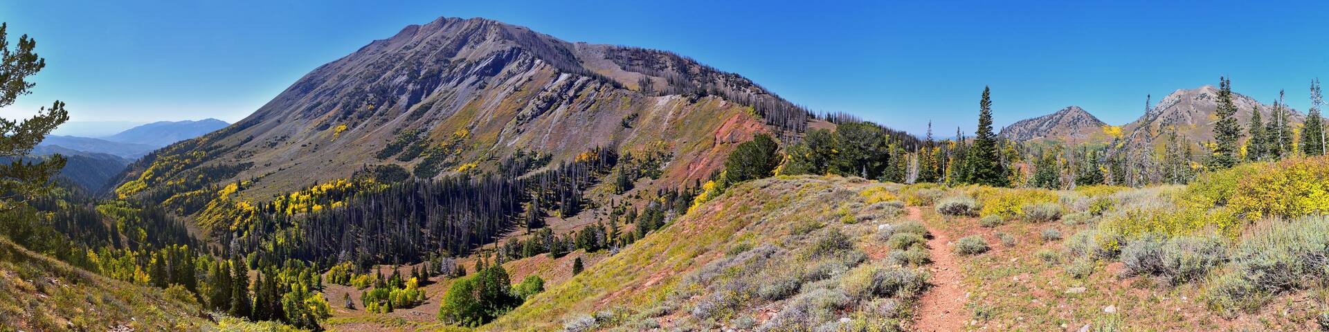 Mount Nebo Wilderness Peak 11,933 feet, autumn panoramic views hiking, highest peak in the Wasatch Range of Utah, Uinta National Forest, United States. USA.