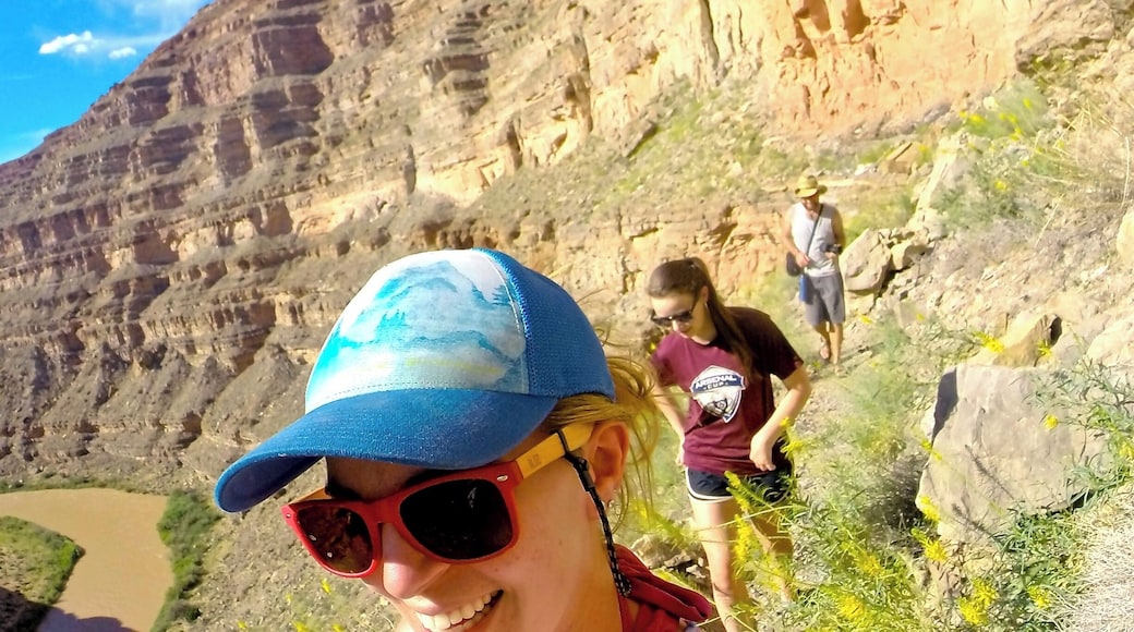 We took a 5 day rafting trip down the San Juan. Our second camp site at Hanaker had an amazing hike up the canyon wall to a look out over the river and canyon. Very hot hike, but the views were amazing.
If I did this one again, I would probably go in the morning.
The raft trip itself is pretty easy, only one Class III rapid. Anyone with a boat and camping gear could do it :)
#Hiking Photo Travel Sweepstakes