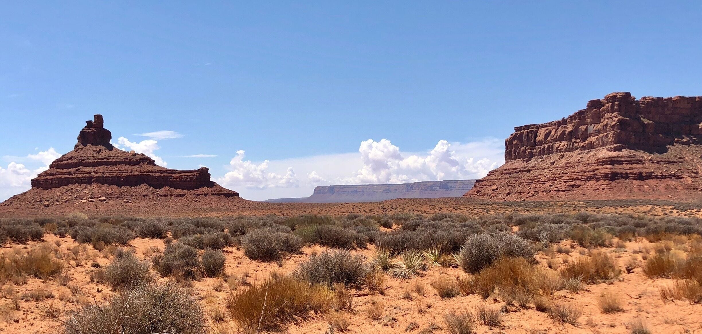 Battleship rock, located  on the left, is one of the monoliths you can see along the 16 mile Valley of the Gods scenic byway.