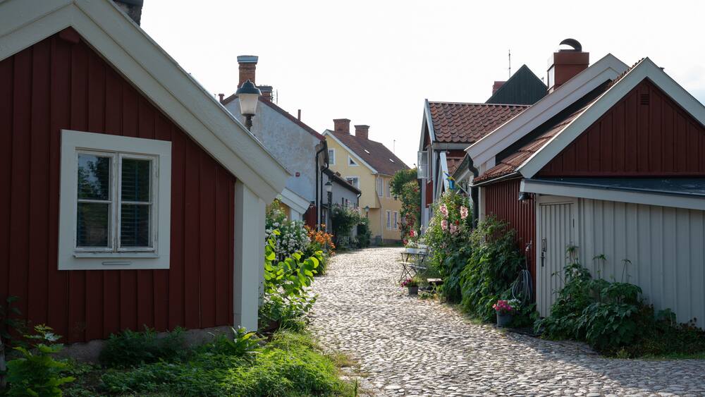 Closeup shot of modern buildings on a sunny day in Nybro Kommun, Sweden