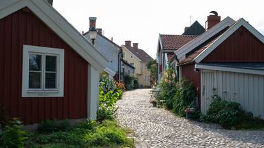 Closeup shot of modern buildings on a sunny day in Nybro Kommun, Sweden