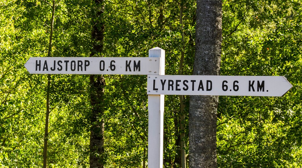 Road signs by gota canal in sweden