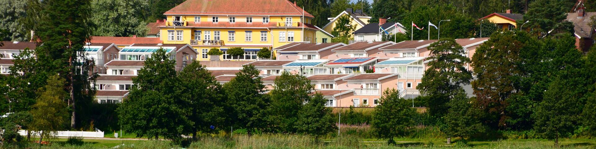 Blick über den See in Ed, Schweden