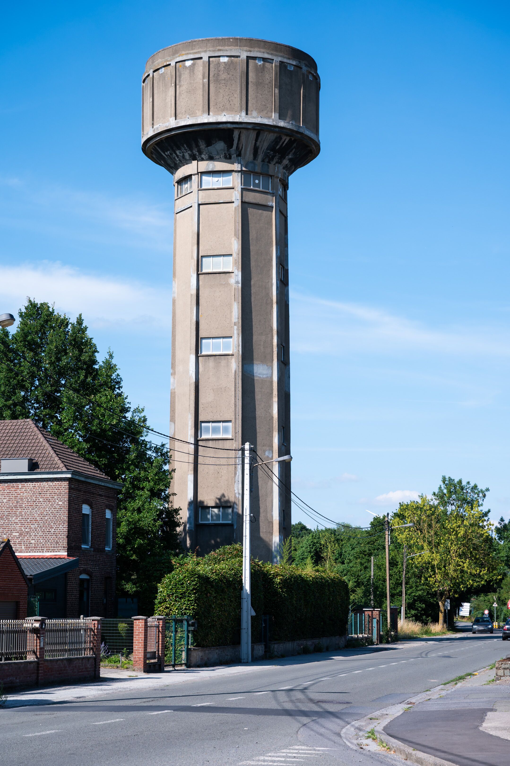 Water tower landmark in Péruwelz, Hainaut, Belgium