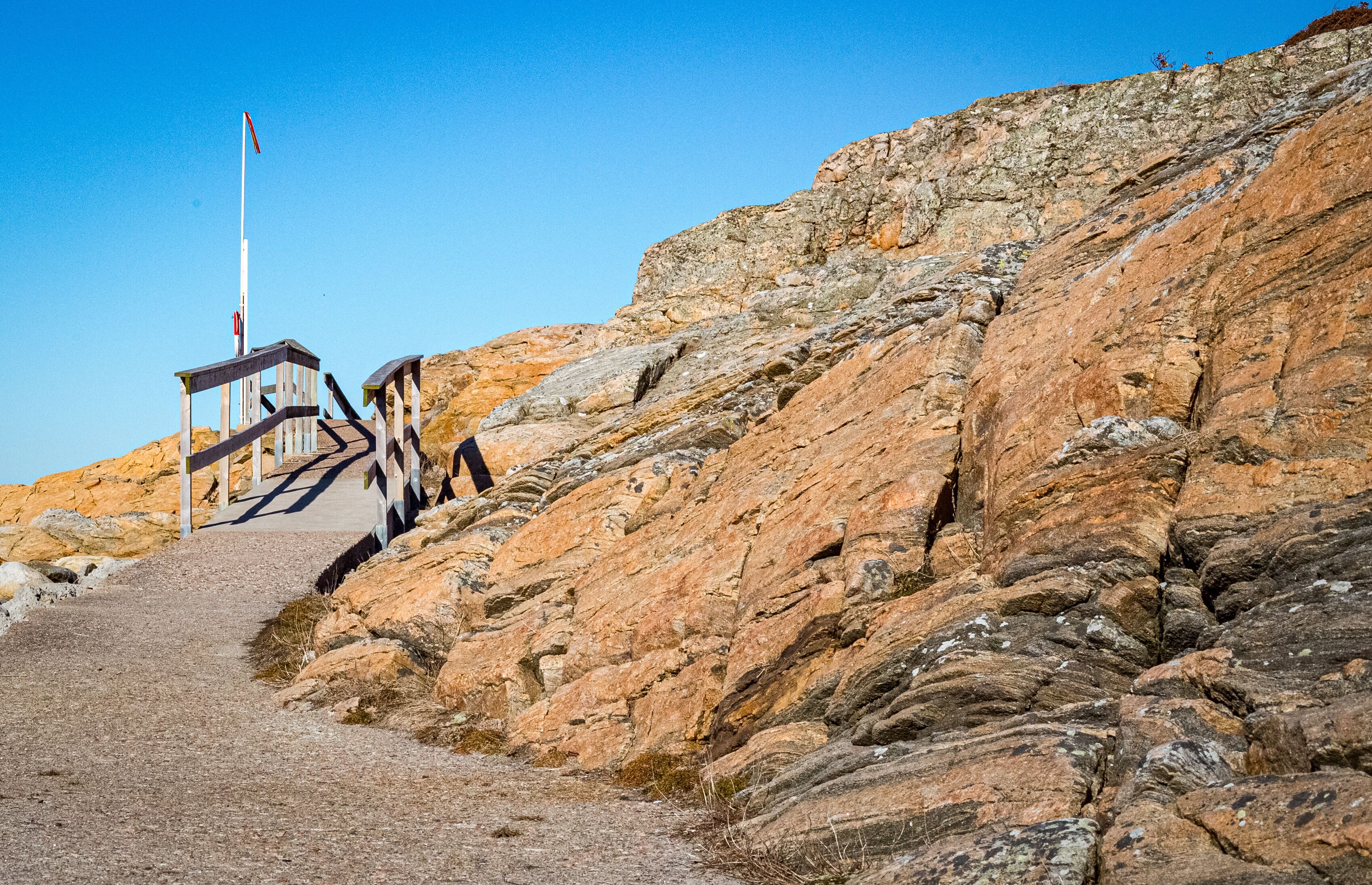 Stone cliffs in Torstensvik beach in Halland county, Sweden